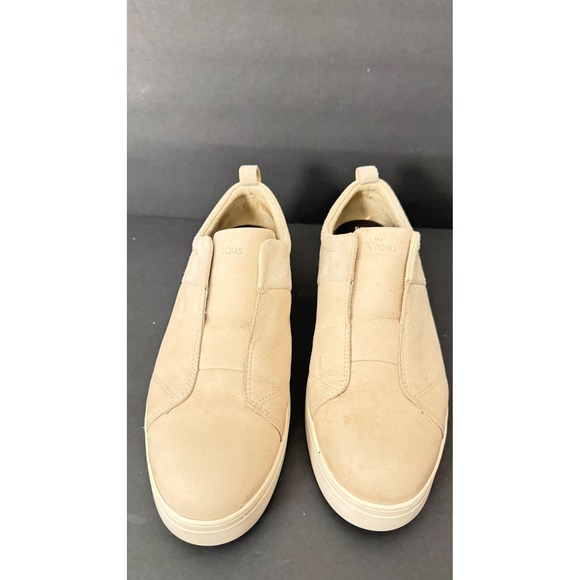 TOMS Men's Beige Leather Slip On Casual Comfort Sneakers Shoes - Picture 7 of 8